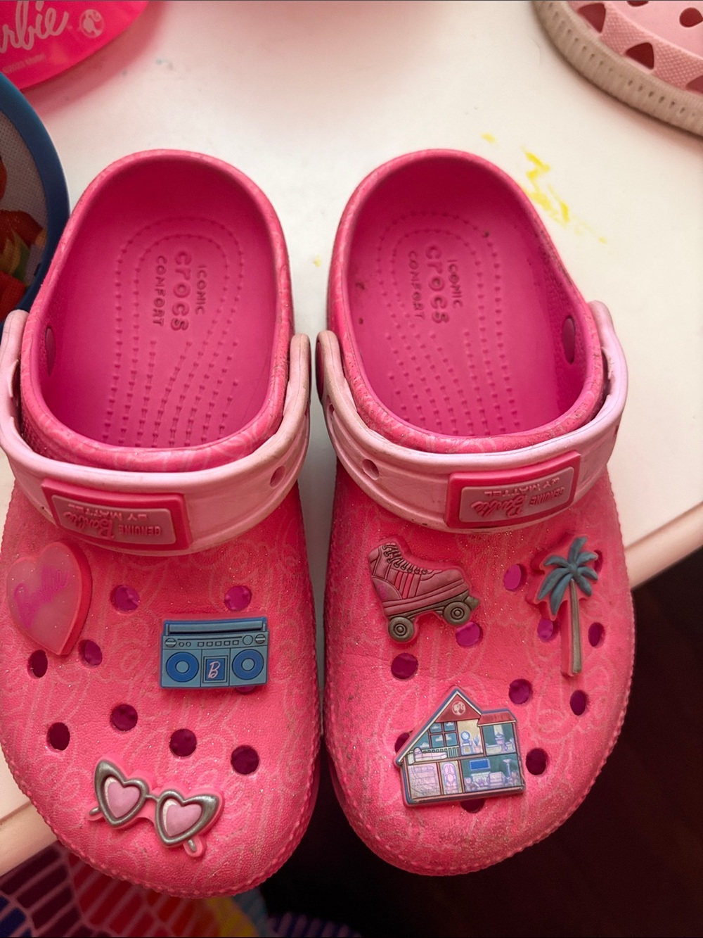 CROCS Kids Pink Clog Sandals with Charm Accents